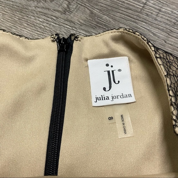 Julia Jordan Sleeveless Black Lace Nude Underlayer Sequins Sheath Dress Size 8 - Picture 5 of 7